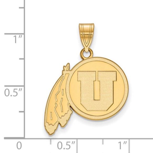 14k Gold Plated Silver U. of Utah Large Pendant